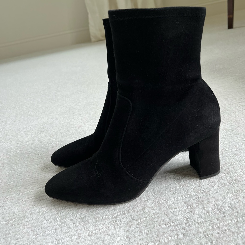 Suede Booties - worn once, made in Spain.